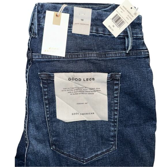 NWT Good American Good Legs Skinny Jeans w/ Raw Chewed Hem Size 16 Retail $99 - Picture 8 of 9